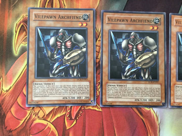 DCR-067 Yugioh 3x Vilepawn Archfiend Common (back)