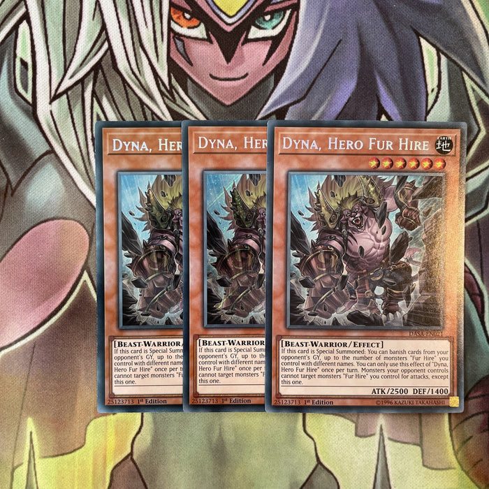 DASA-EN021 x3 Dyna, Hero Fur Hire Secret Rare Excellent Condition Yugioh