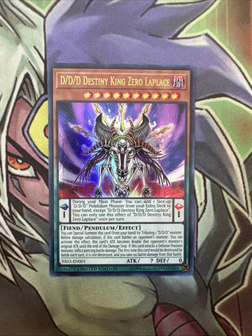 YA03-EN001 D/D/D Destiny King Zero Laplace Ultra Rare 1st Edition NM Yugioh Card