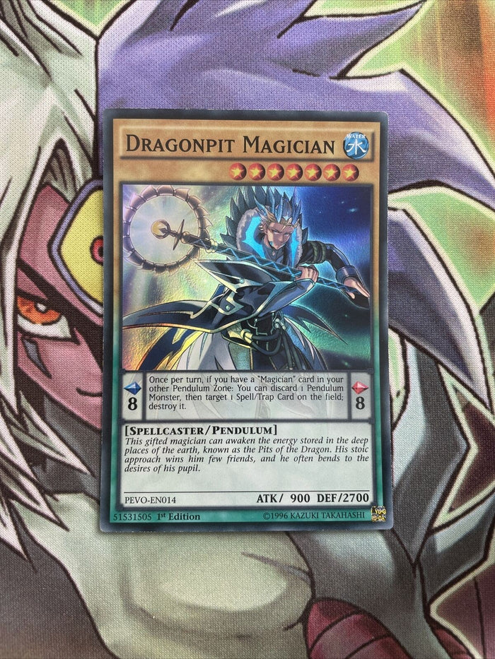 PEVO-EN014 Dragonpit Magician Super Rare 1st Edition NM Yugioh Card