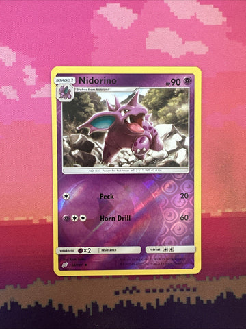 Pokemon Card Nidorino Team Up Reverse Holo 58/181 NM