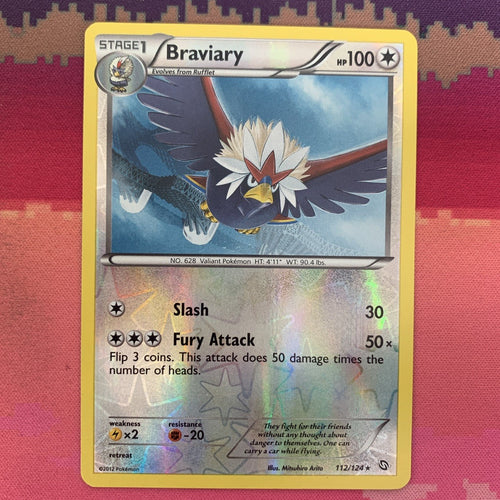 Pokemon Card Braviary Dragons Exalted Reverse Holo Rare 112/124 Near Mint