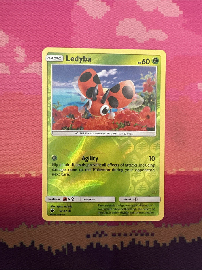 Pokemon Card Ledyba Burning Shadows Reverse Holo 9/147 Near Mint