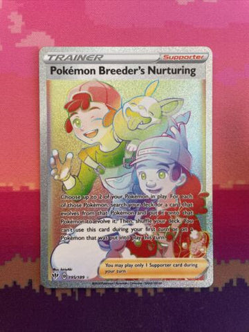 Pokemon Card Pokemon Breeder's Nurturing 195/189 Darkness Ablaze Rainbow NM