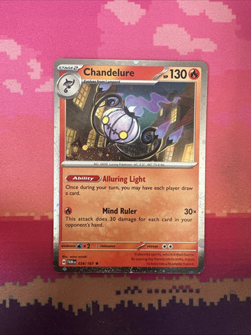 Pokemon Card Chandelure Temporal Forces Cosmo Holo 038/167 Near Mint