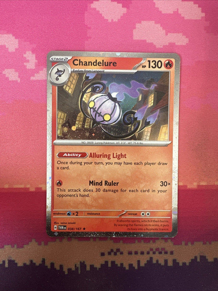 Pokemon Card Chandelure Temporal Forces Cosmo Holo 038/167 Near Mint