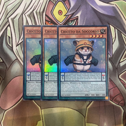 NECH-IT039 Rescue Hamster Super Rare ITALIAN x3 Excellent Condition Yugioh