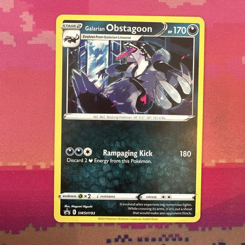 Pokemon Card Galarian Obstagoon SWSH193 Black Star Promo Non Holo Near Mint