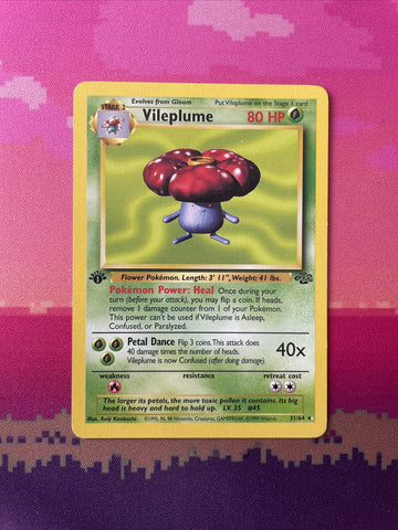 Pokemon Card Vileplume Jungle 1st Edition Rare 31/64 Near Mint