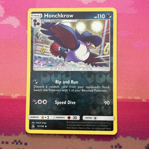 Pokemon Card Honchkrow Ultra Prism Reverse Holo 72/156 Near Mint