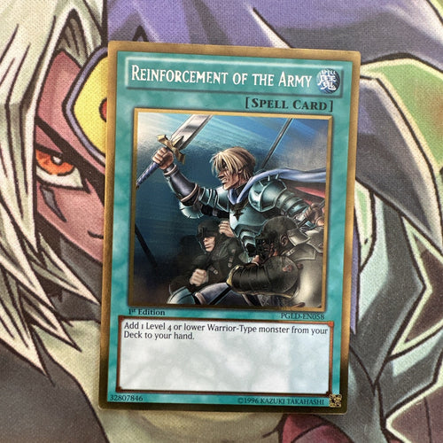 PGLD-EN058 Reinforcement Of The Army Gold Rare 1st Edition NM Yugioh Card