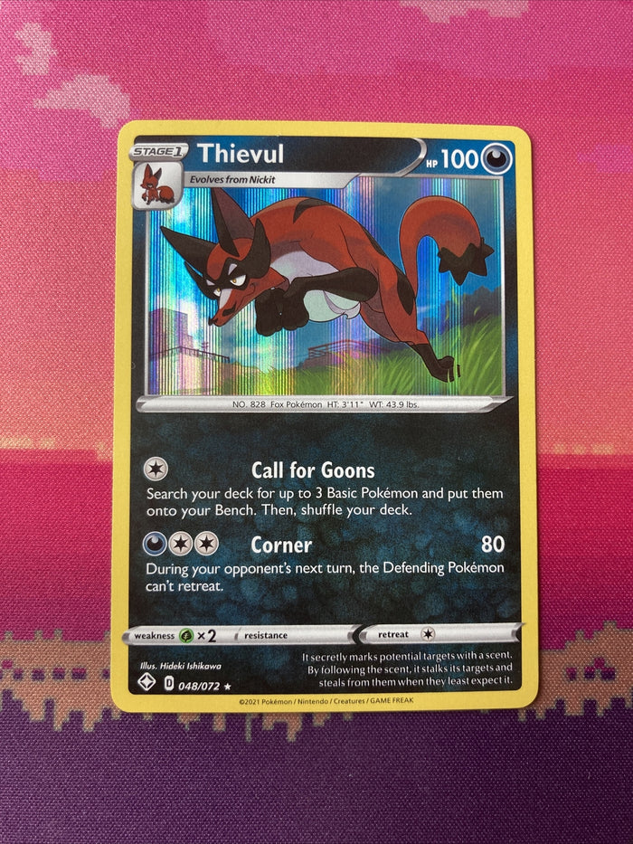 Pokemon Card Thievul Shining Fates 048/072 Holo Rare  Near Mint