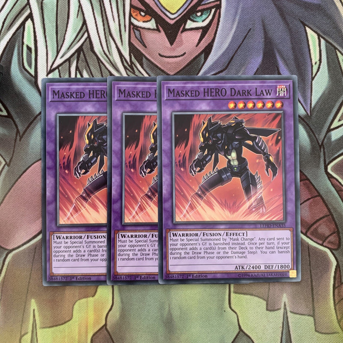 LEHD-ENA35 x3 Masked HERO Dark Law Common Excellent Condition Yugioh