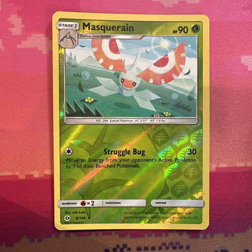 Pokemon Card Masquerain Sun & Moon Reverse Holo Rare 8/149 Near Mint