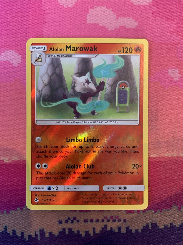 Pokemon Card Alolan Marowak Forbidden Light Reverse Holo Rare 12/131 Near Mint