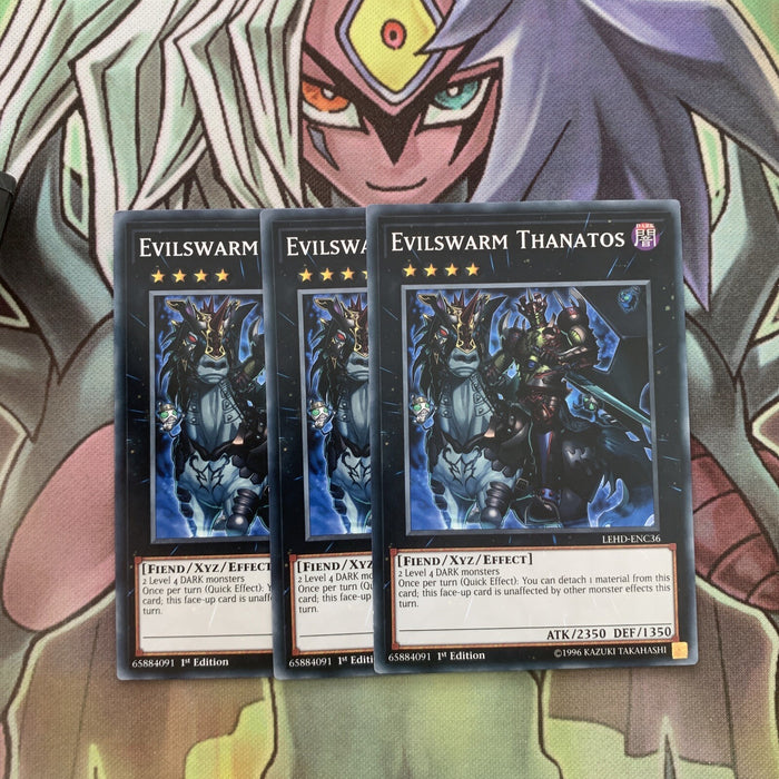 LEHD-ENC36 x3 Evilswarm Thanatos Common Excellent Condition Yugioh