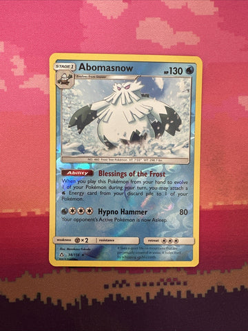 Pokemon Card Abomasnow Ultra Prism Reverse Holo Rare 38/156 Near Mint
