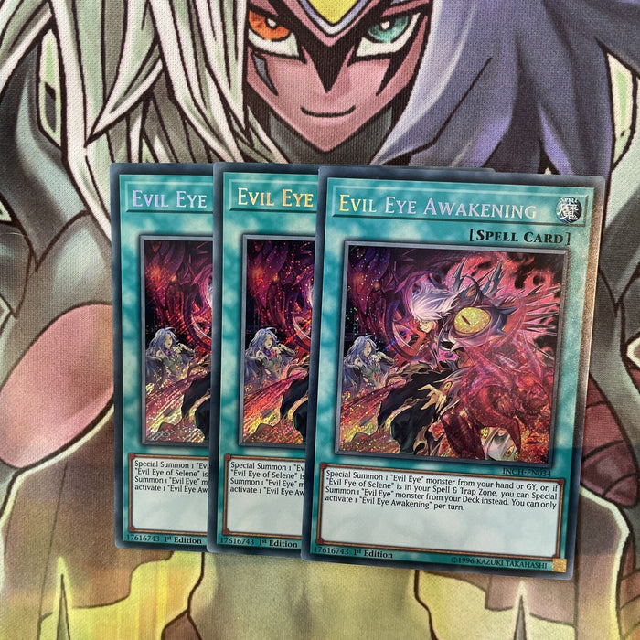 INCH-EN034 x3 Evil Eye Awakening Secret Rare Excellent Condition Yugioh