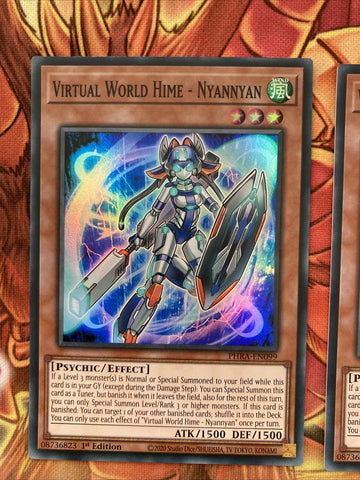 PHRA-EN099 Virtual World Hime - Nyannyan x3 - Super Rare - 1st Ed - YuGiOh NEW (back)