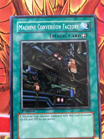 LOB-096 1x Machine Conversion Factory- Common - 1st Edition YuGiOh (back)