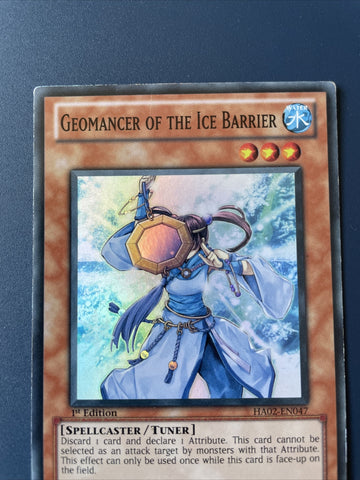 HA02-EN047 Geomancer of the Ice Barrier Super Rare 1st Edition LP/NM YuGiOh Card (back)
