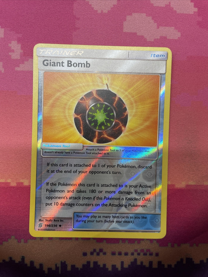 Pokemon Card Giant Bomb Unified Minds Reverse Holo 196/236 Near Mint