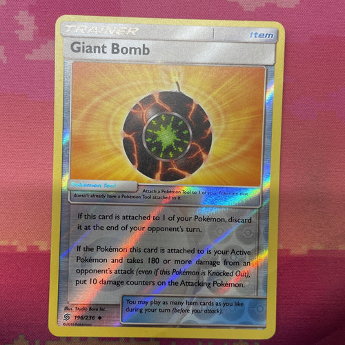 Pokemon Card Giant Bomb Unified Minds Reverse Holo 196/236 Near Mint