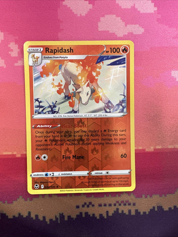 Pokemon Card Rapidash Silver Tempest Reverse Holo Rare 022/195 NM