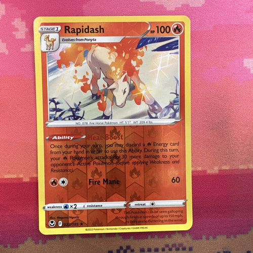 Pokemon Card Rapidash Silver Tempest Reverse Holo Rare 022/195 NM