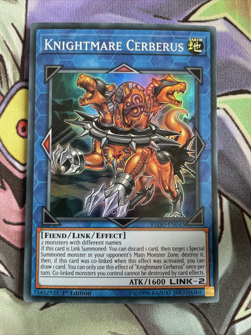 FLOD-EN045 Knightmare Cerberus Super Rare UNL  Edition NM Yugioh Card