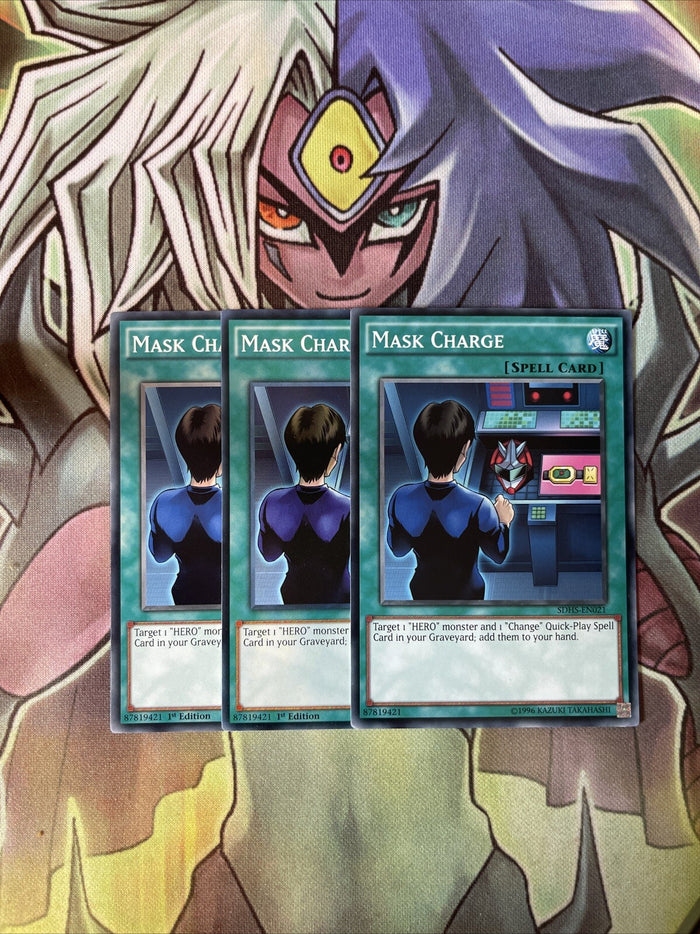 SDHS-EN021 x3 Mask Charge Common Excellent Condition Yugioh