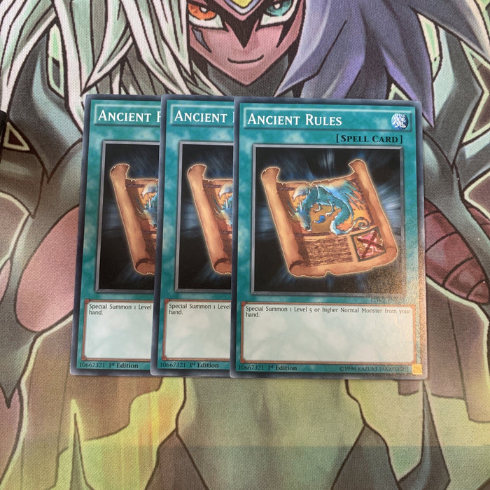 LDK2-ENK27 x3 Ancient Rules Common Excellent Condition Yugioh