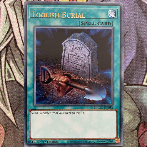MAGO-EN053 Foolish Burial Gold Rare 1st Edition NM Yugioh Card