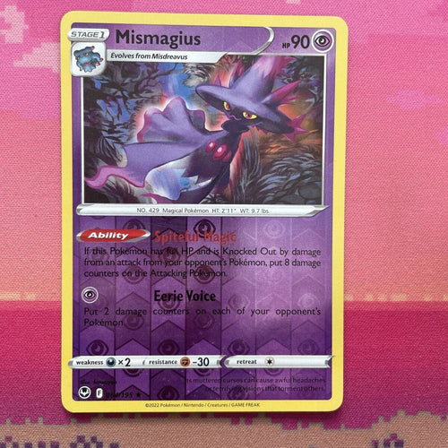 Pokemon Card Mismagius Silver Tempest Reverse Holo Rare 065/195 Near Mint