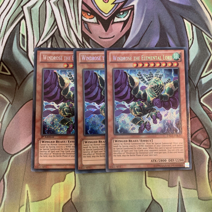 LTGY-EN037 x3 Windrose the Elemental Lord Secret Rare Excellent Condition Yugioh