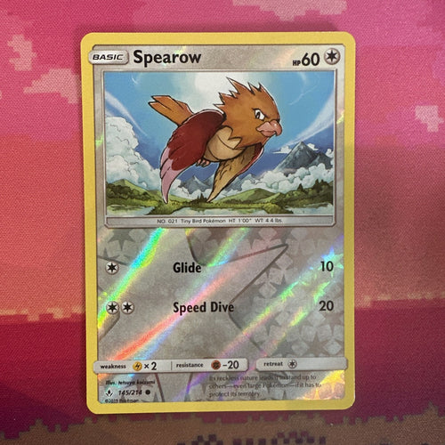 Pokemon Card Spearow Unbroken Bonds Reverse Holo 145/214 NM