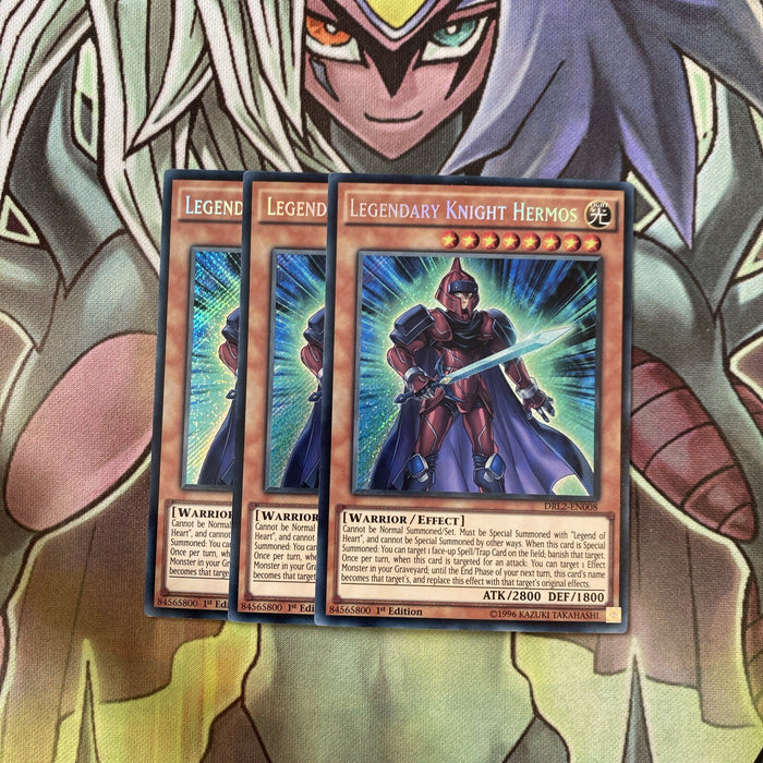 DRL2-EN008 x3 Legendary Knight Hermos Secret Rare Excellent Condition Yugioh
