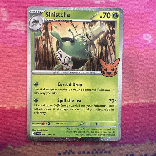 Pokemon Card Sinistcha Trick Or Trade Cosmo Holo Rare 022/167 NM