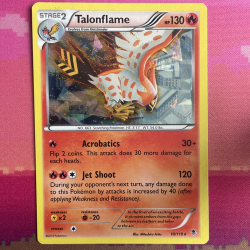 Pokemon Card Talonflame Phantom Forces Cracked Ice Holo Rare 10/119 Near Mint