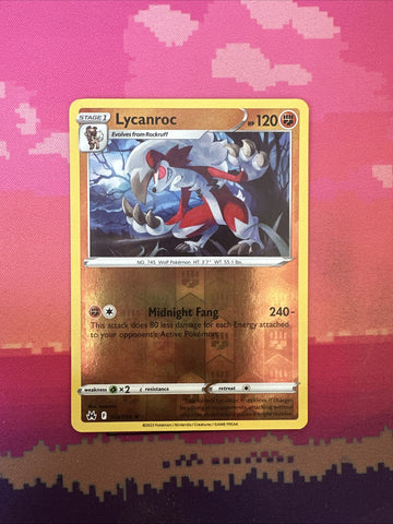 Pokemon Card Lycanroc Crown Zenith Reverse Holo Rare 074/159 NM