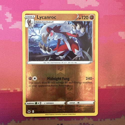 Pokemon Card Lycanroc Crown Zenith Reverse Holo Rare 074/159 NM