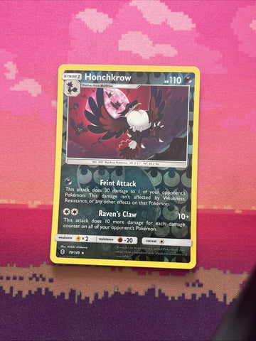 Pokemon Card Honchkrow Guardians Rising Reverse Holo Rare 79/145 NM