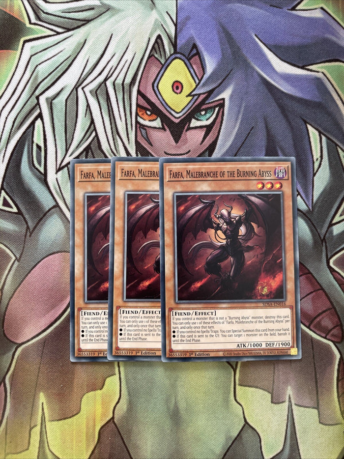 SDSA-EN016 x3 Farfa, Malebranche of the Burning Abyss Common Exc Yugioh