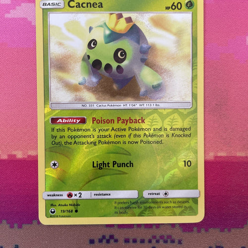 Pokemon Card Cacnea Celestial Storm Reverse Holo 19/168 Near Mint