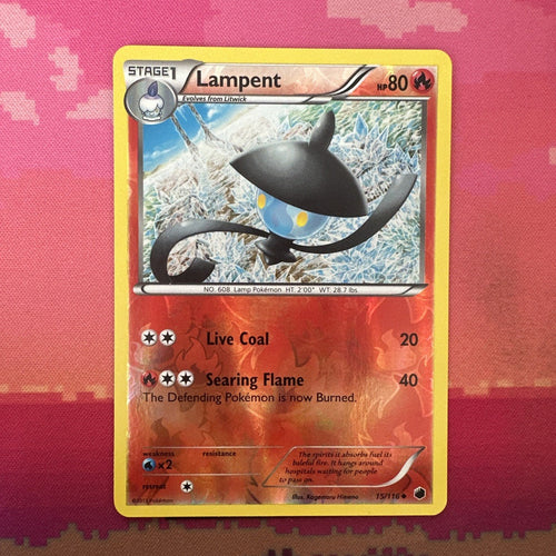 Pokemon Card Lampent Plasma Freeze Reverse Holo 15/116 Near Mint