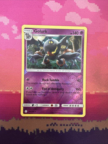 Pokemon Card Golurk Cosmic Eclipse Reverse Holo Rare 90/236 Near Mint