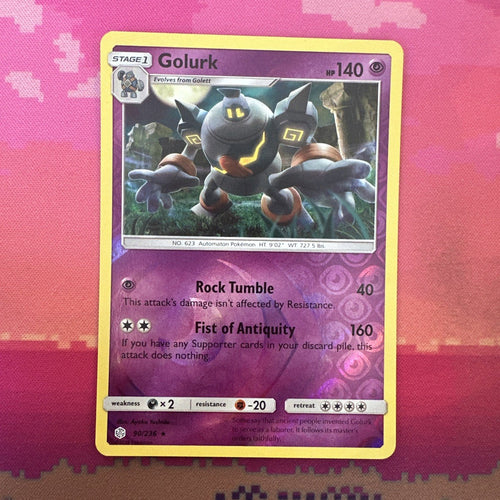 Pokemon Card Golurk Cosmic Eclipse Reverse Holo Rare 90/236 Near Mint