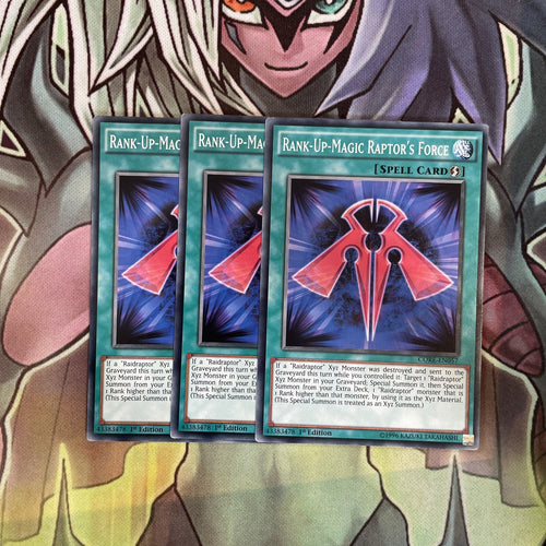 CORE-EN057 x3 Rank-Up-Magic Raptor's Force Common Excellent Condition Yugioh