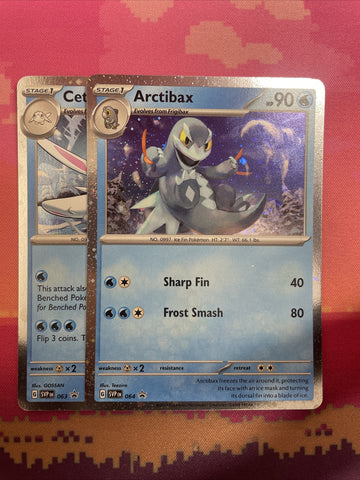 Pokemon Card Arctibax 064 & Cetitan 063 Two Card Set Near Mint