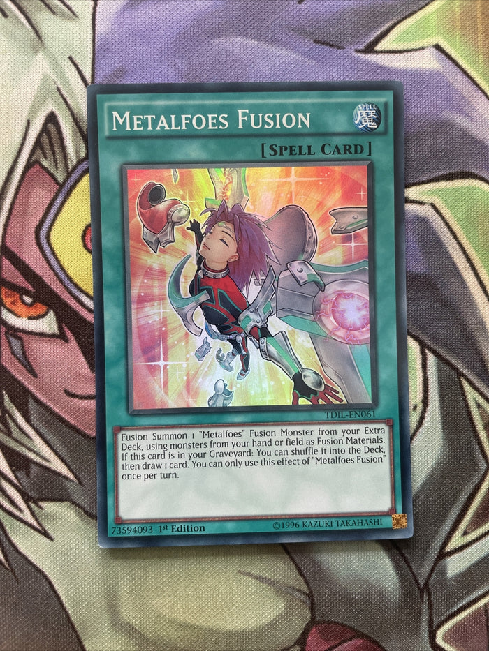 TDIL-EN061 Metalfoes Fusion Super Rare 1st Edition NM Yugioh Card